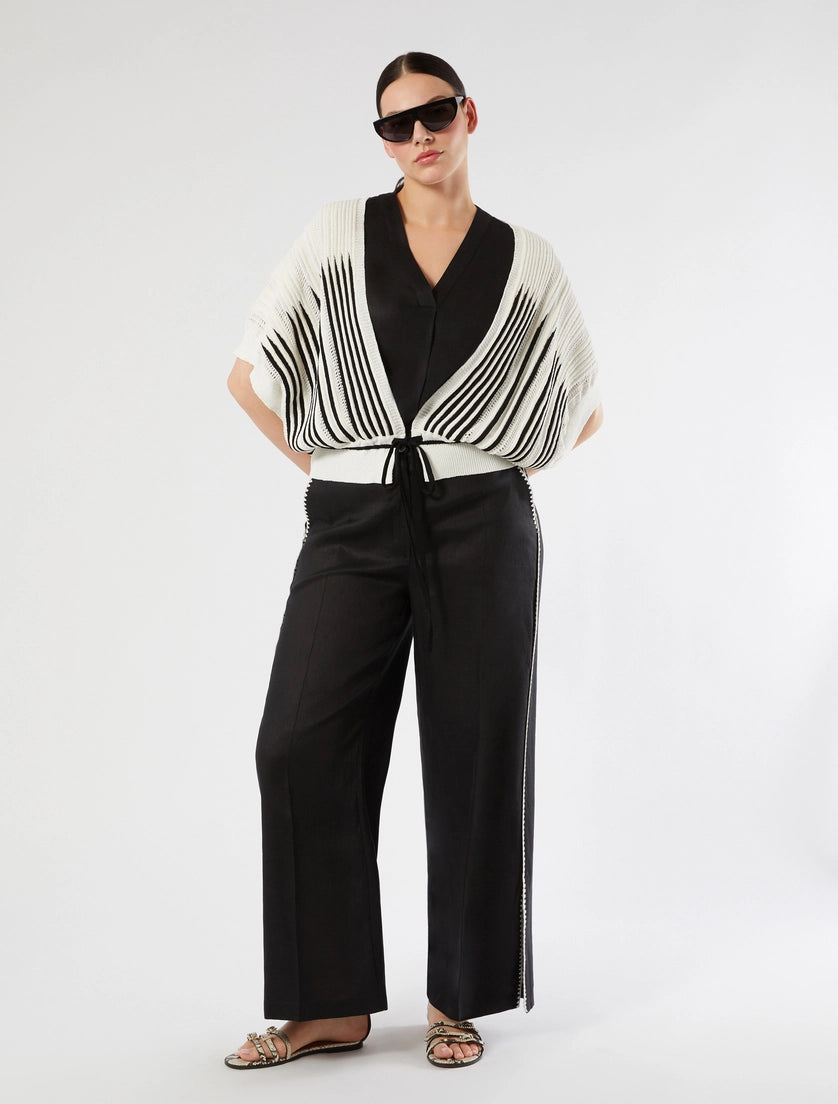 marina rinaldi linen canvas trousers for woman