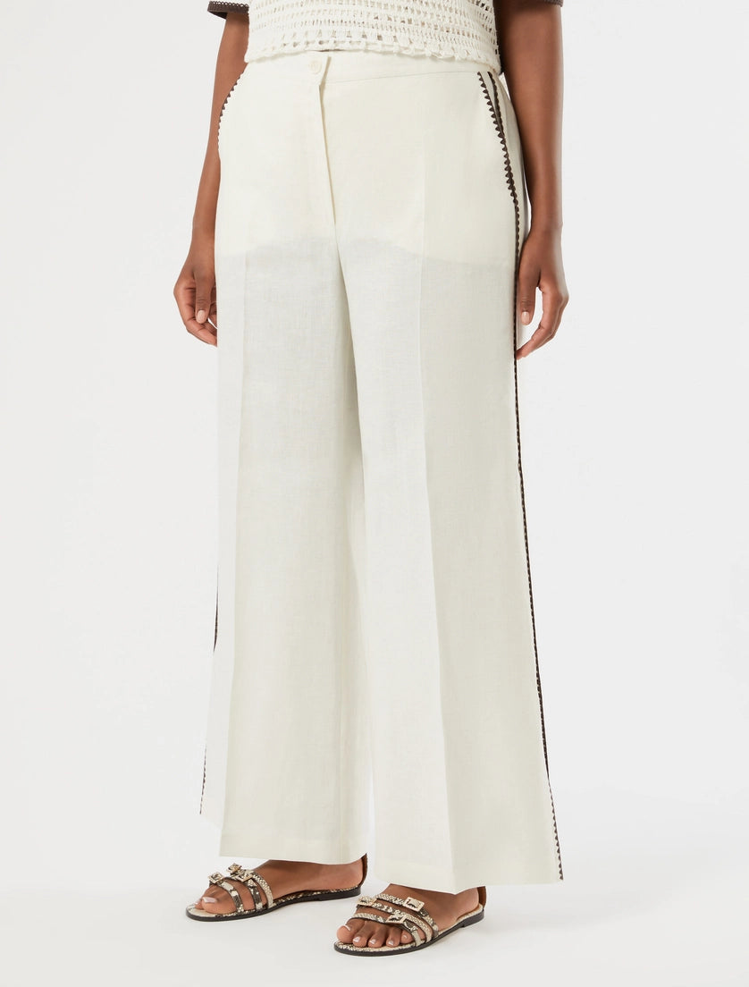 marina rinaldi linen canvas trousers for woman