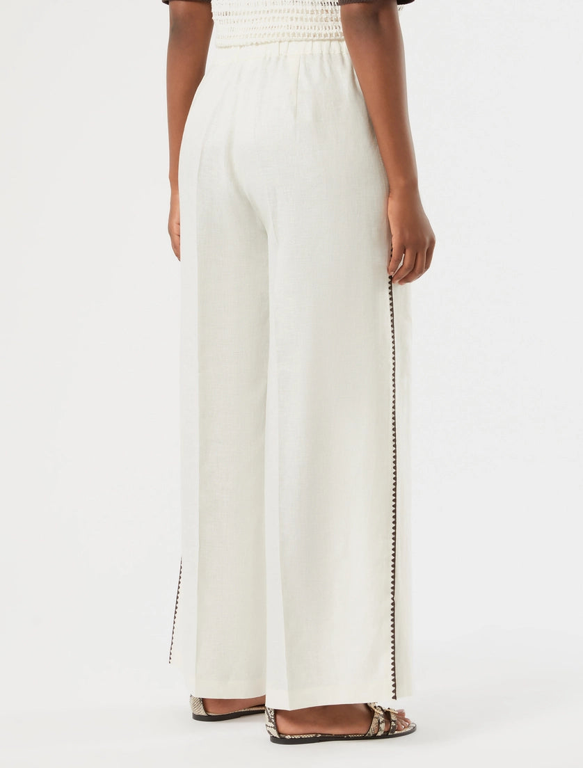 marina rinaldi linen canvas trousers for woman
