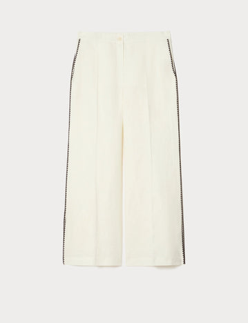 marina rinaldi linen canvas trousers for woman