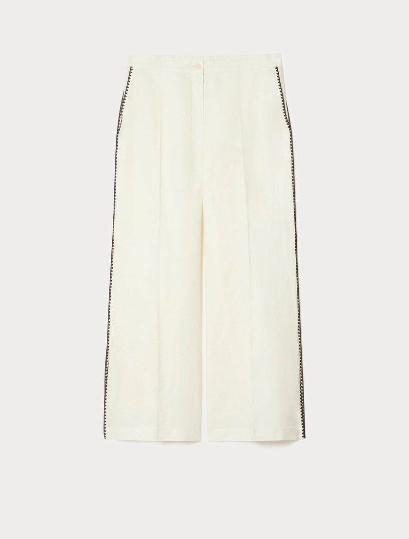 marina rinaldi linen canvas trousers for woman