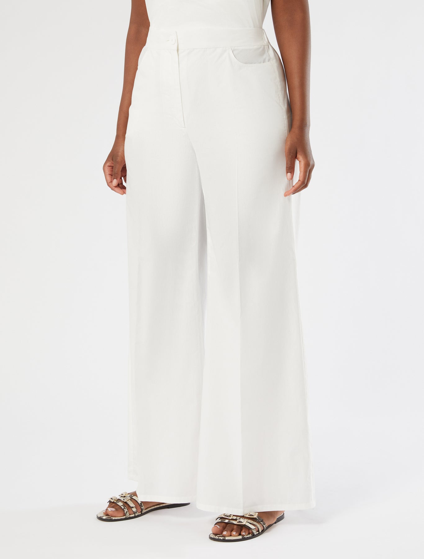 marina rinaldi cotton poplin trousers for woman