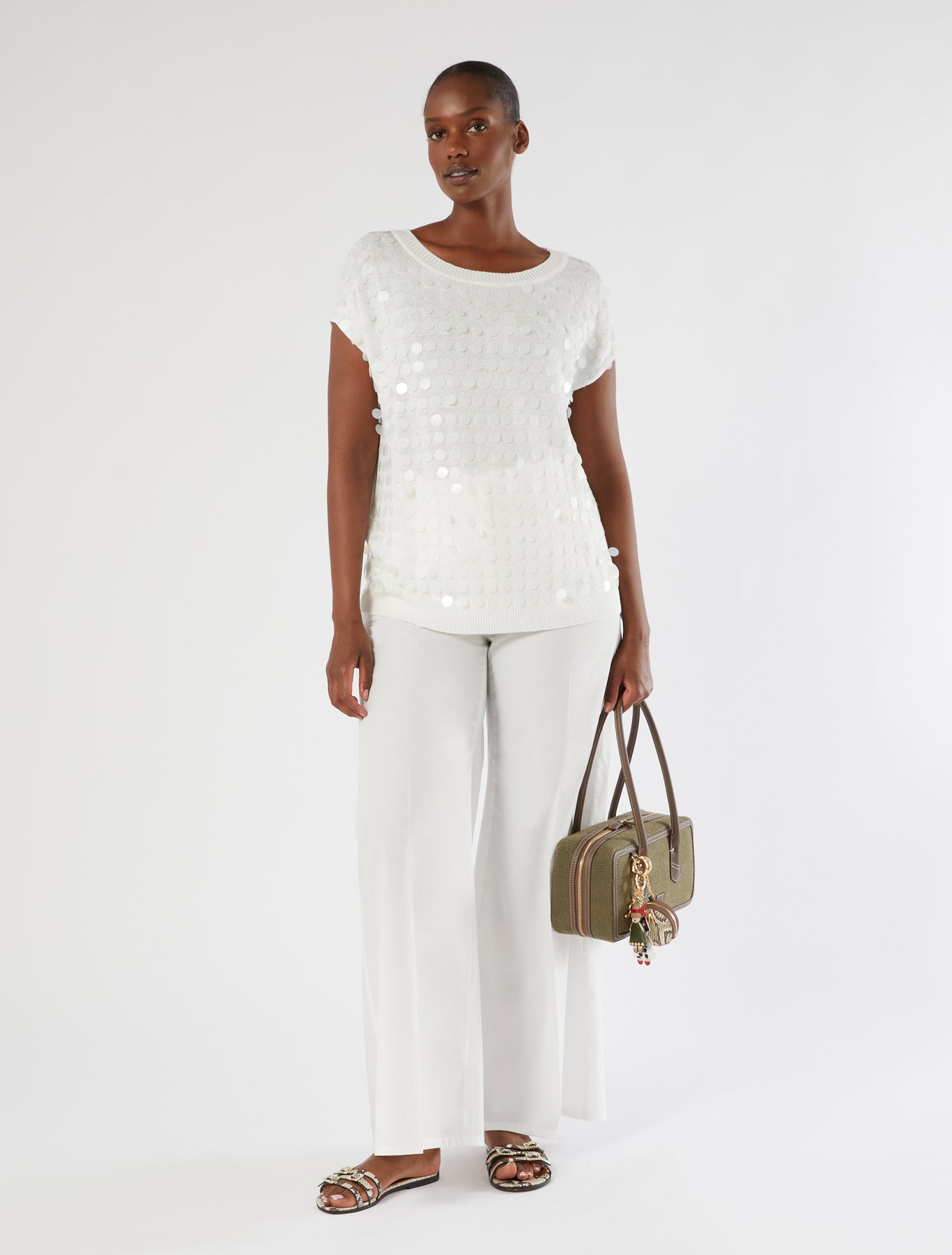 marina rinaldi cotton poplin trousers for woman