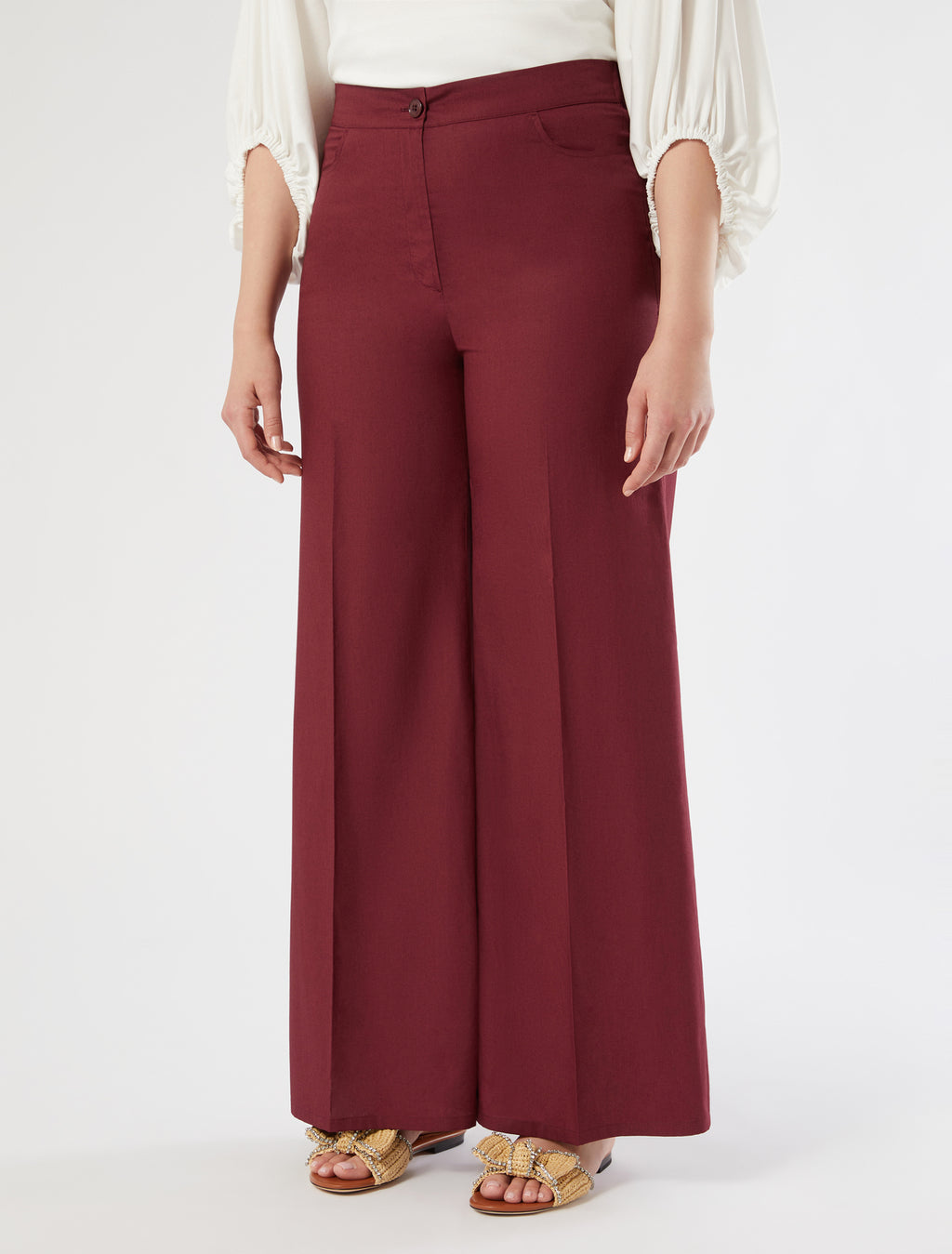 marina rinaldi cotton poplin trousers for woman