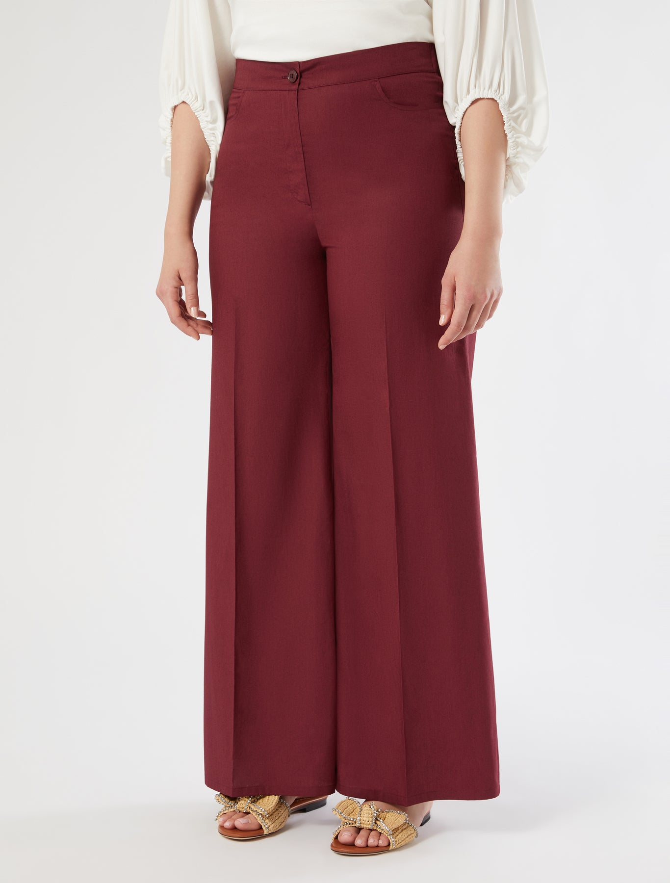 marina rinaldi cotton poplin trousers for woman