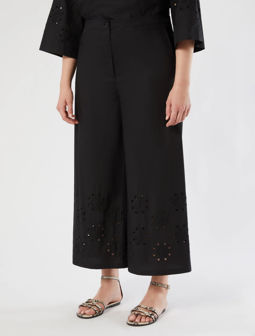 marina rinaldi embroidered poplin trousers for woman