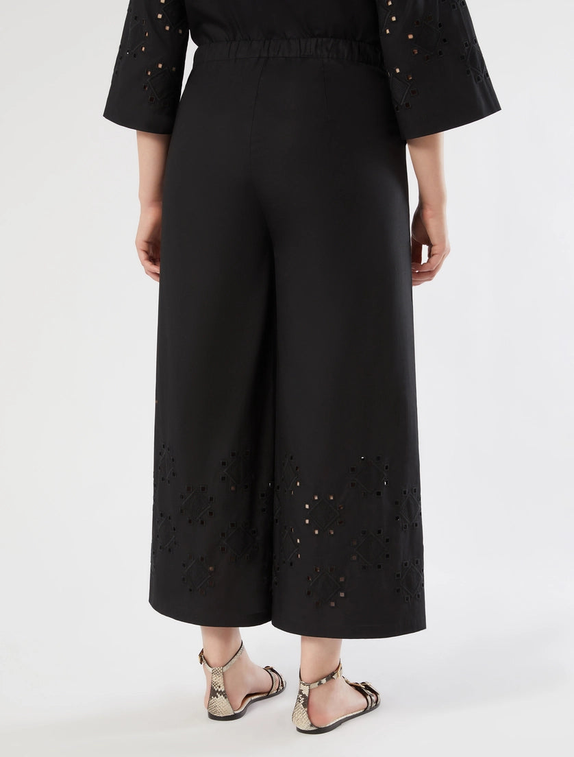 marina rinaldi embroidered poplin trousers for woman