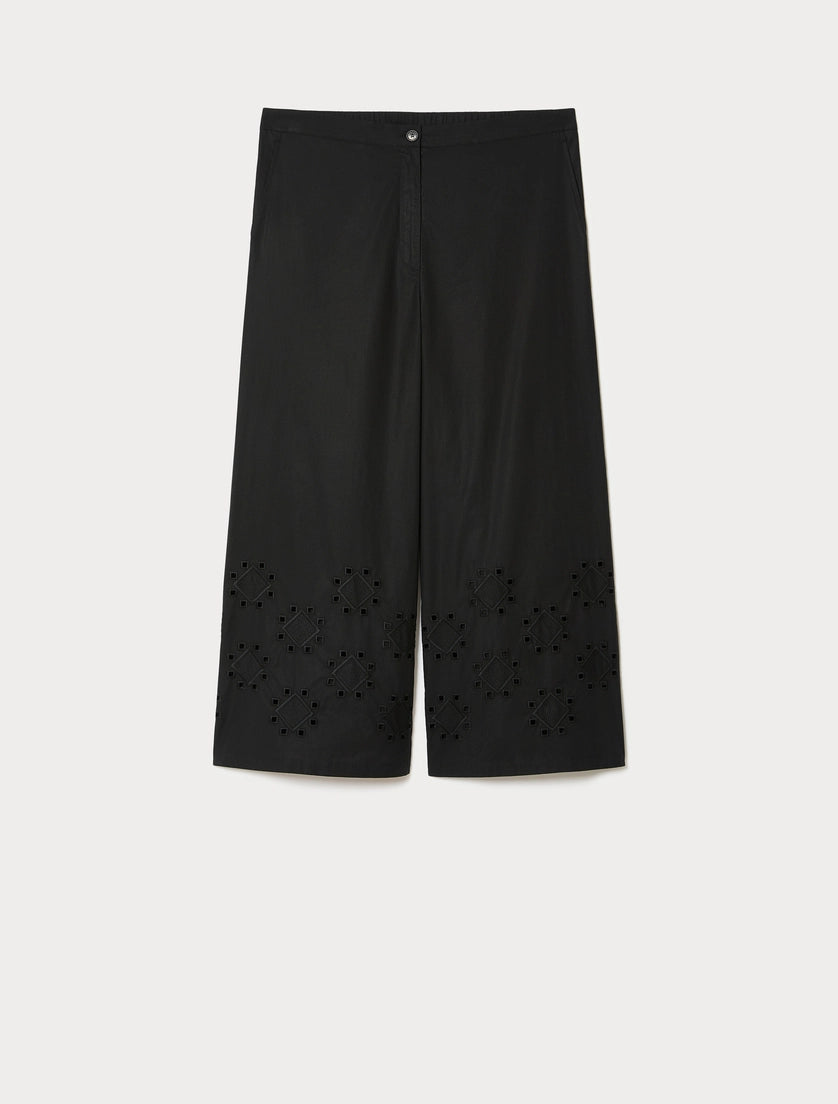 marina rinaldi embroidered poplin trousers for woman