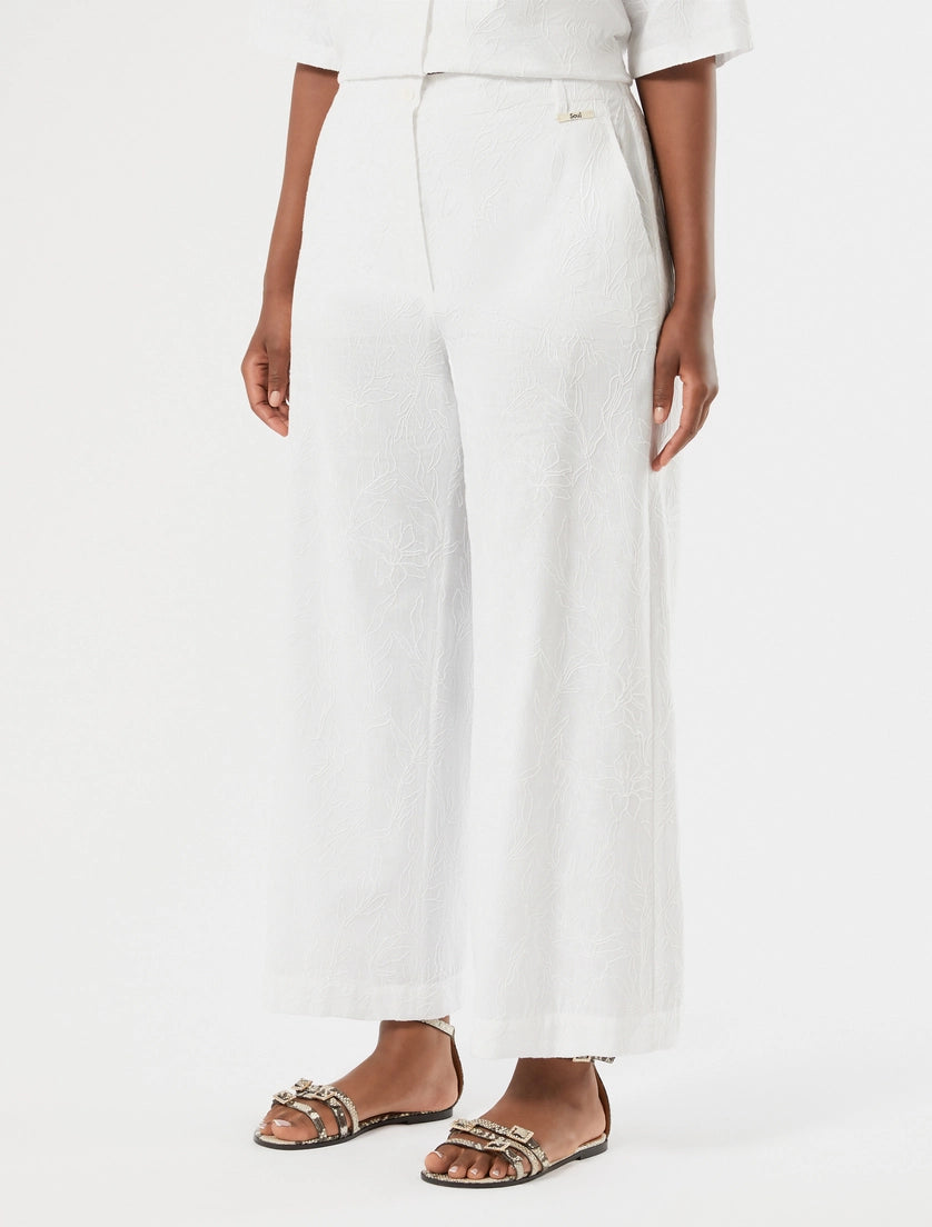 marina rinaldi linen and cotton trousers for woman