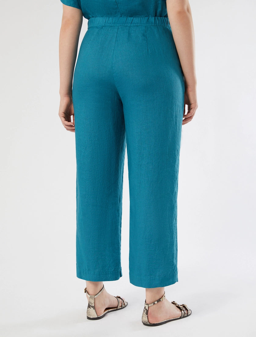 marina rinaldi linen canvas trousers for woman