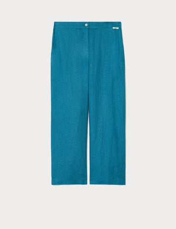 marina rinaldi linen canvas trousers for woman