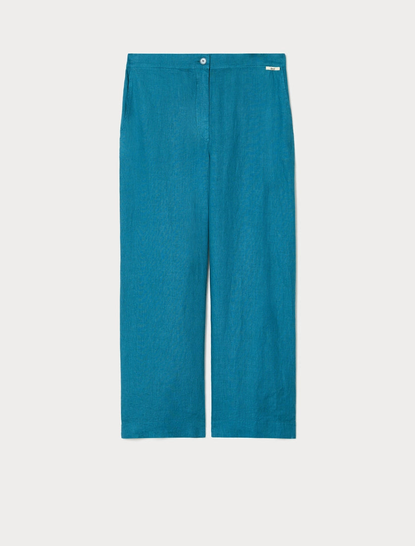 marina rinaldi linen canvas trousers for woman