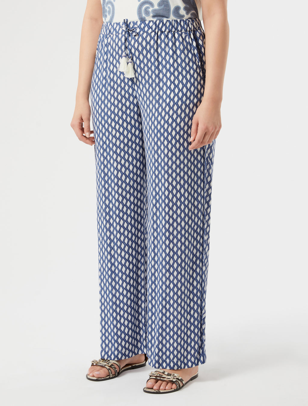 marina rinaldi wide-fit viscose trousers for woman