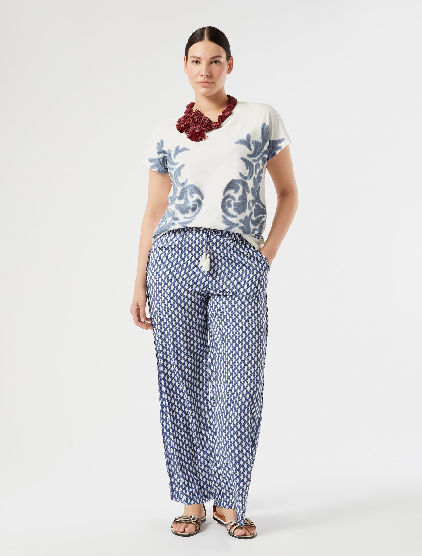 marina rinaldi wide-fit viscose trousers for woman