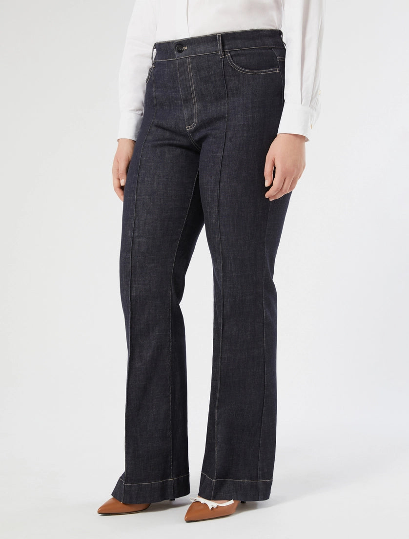 marina rinaldi flared stretch cotton trousers for woman