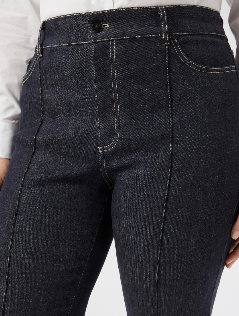 marina rinaldi flared stretch cotton trousers for woman