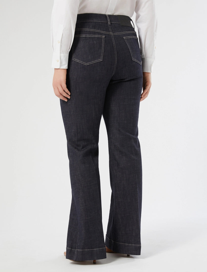 marina rinaldi flared stretch cotton trousers for woman