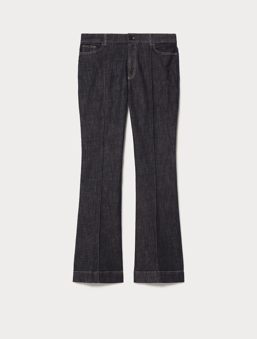 marina rinaldi flared stretch cotton trousers for woman
