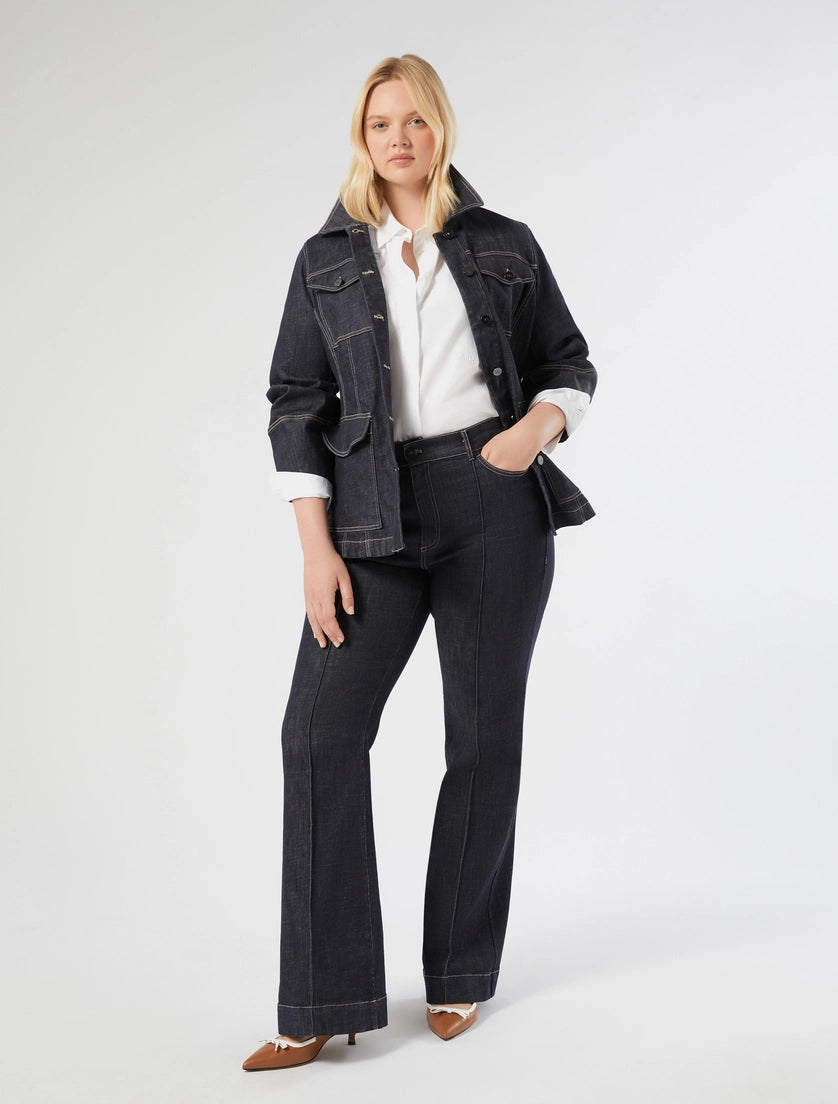 marina rinaldi flared stretch cotton trousers for woman