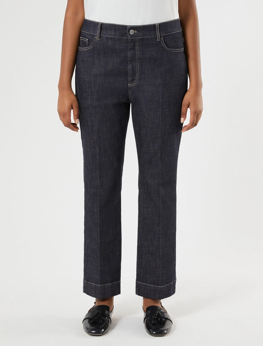 marina rinaldi flared stretch cotton trousers for woman