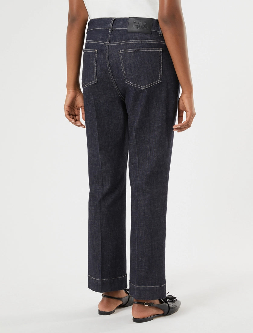 marina rinaldi flared stretch cotton trousers for woman