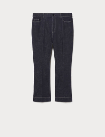 marina rinaldi flared stretch cotton trousers for woman