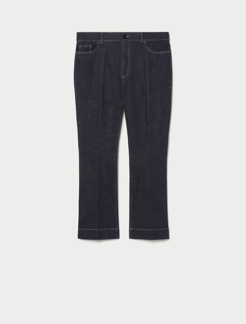 marina rinaldi flared stretch cotton trousers for woman