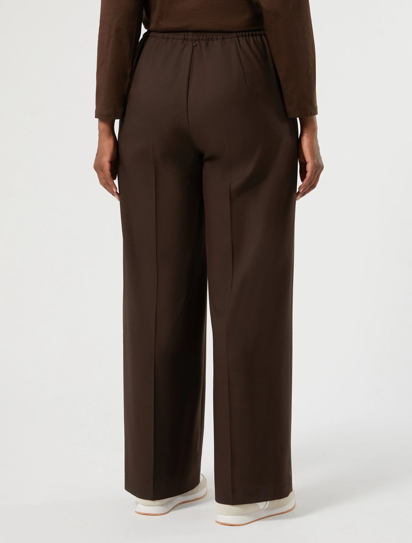 Stretch twill wide-leg trousers