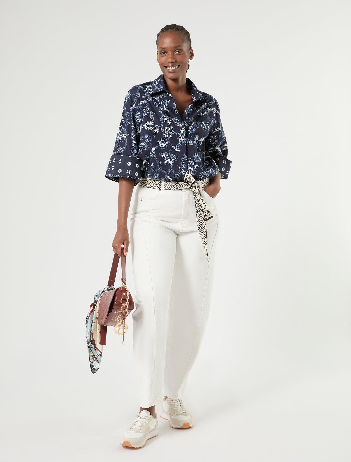 Marina Rinaldi cotton bull barrel-leg trousers for woman
