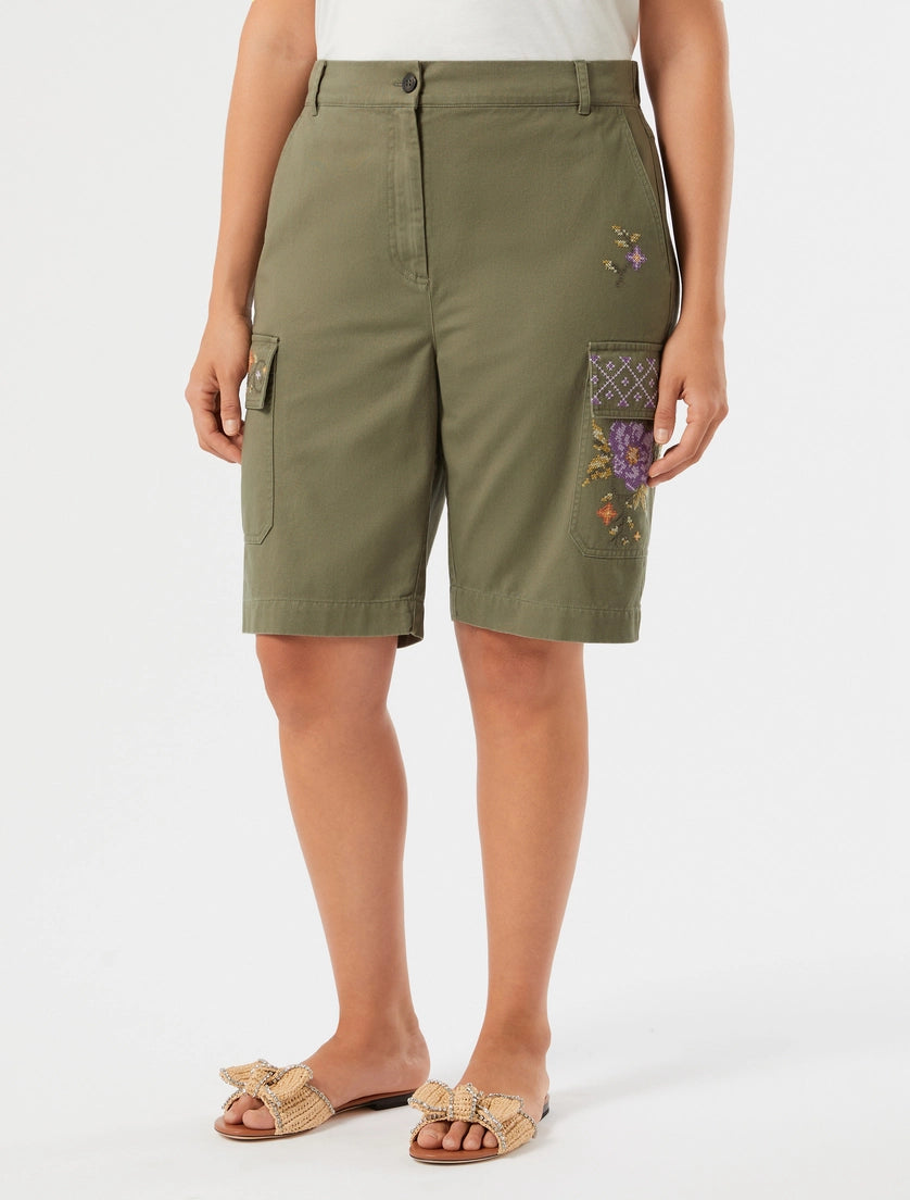 marina rinaldi cotton gabardine bermuda shorts for woman