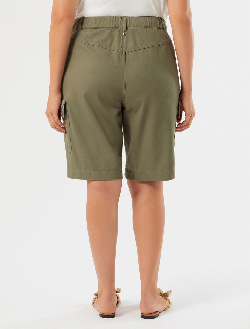 marina rinaldi cotton gabardine bermuda shorts for woman