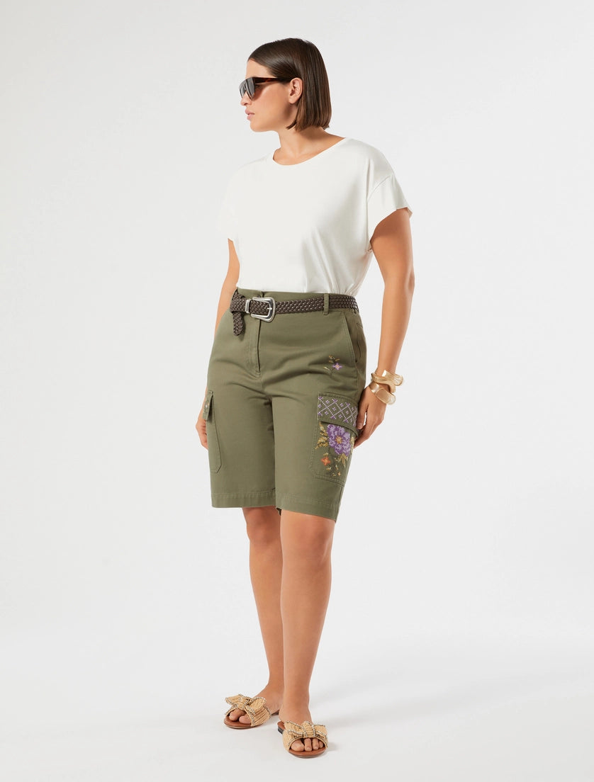 marina rinaldi cotton gabardine bermuda shorts for woman