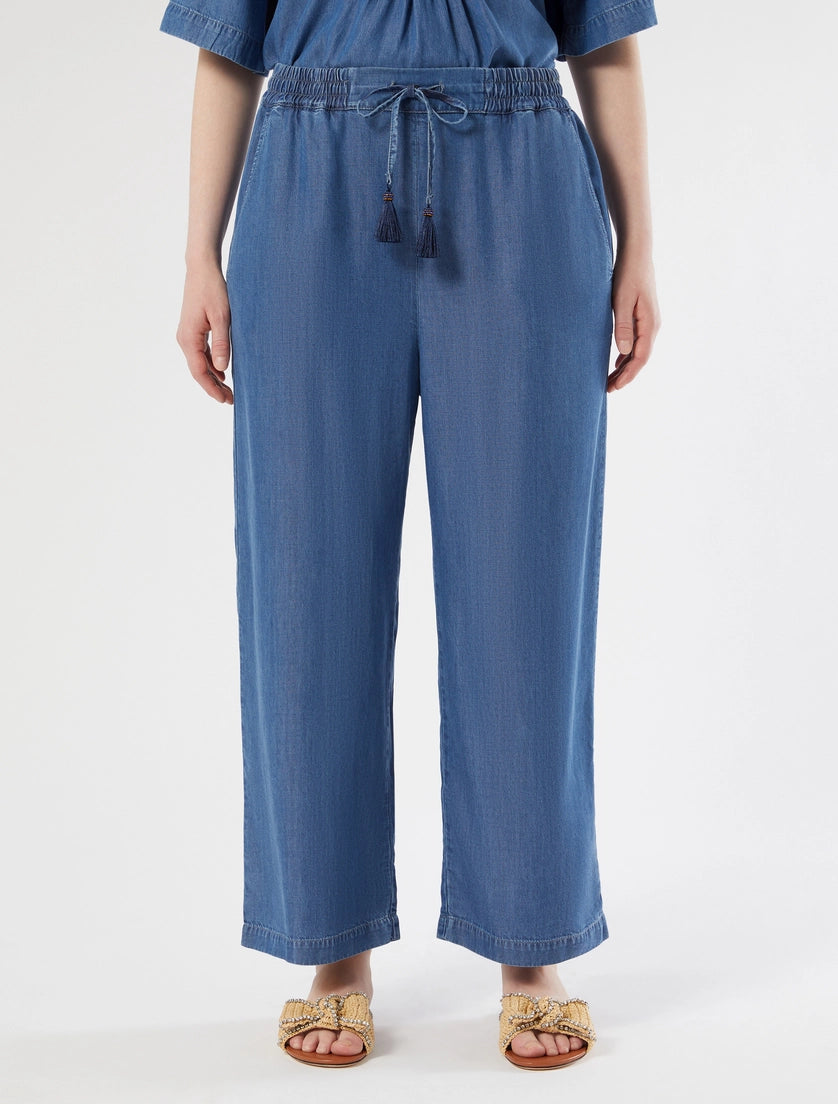 marina rinaldi cropped twill trousers for woman