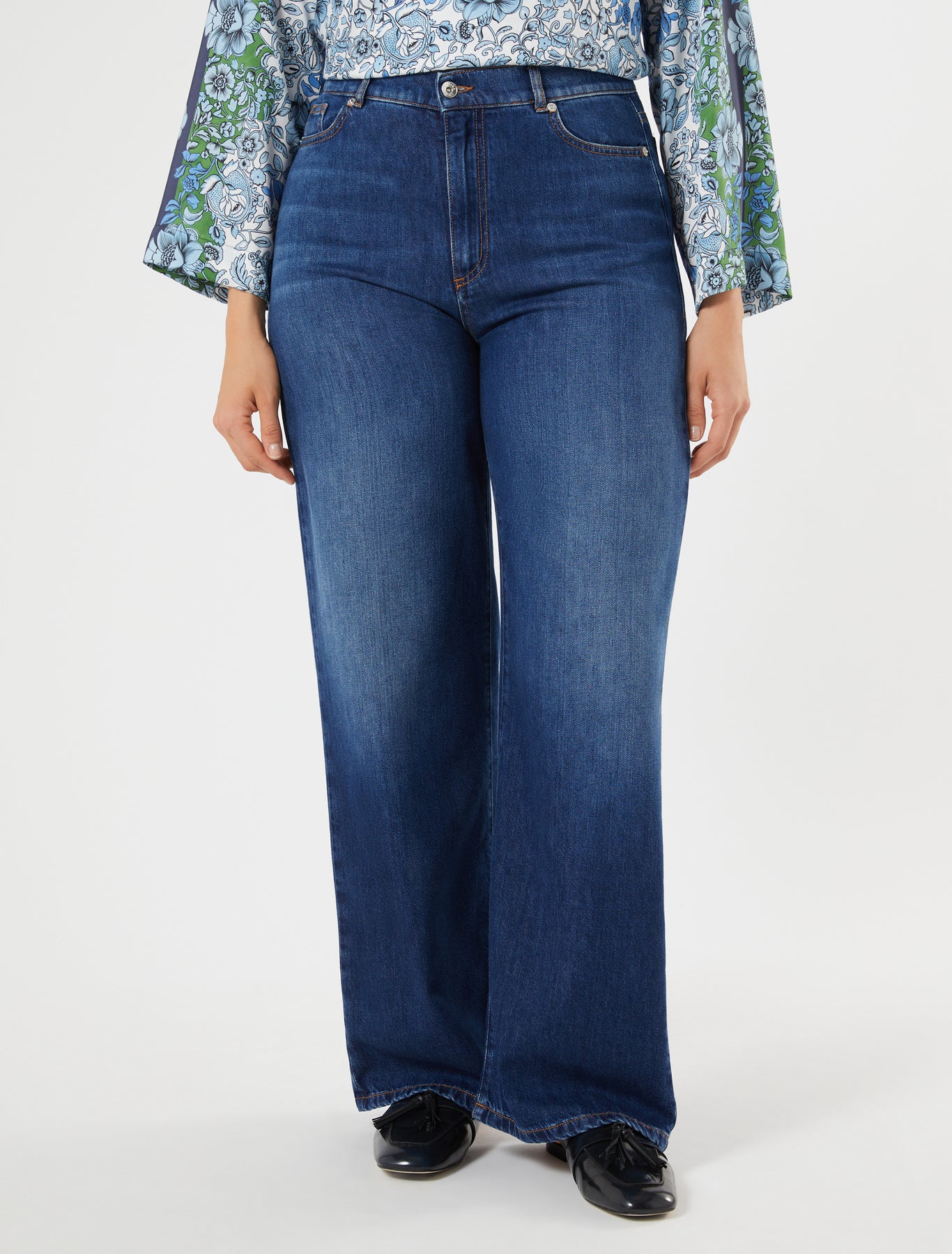 marina rinaldi indigo denim jeans for woman