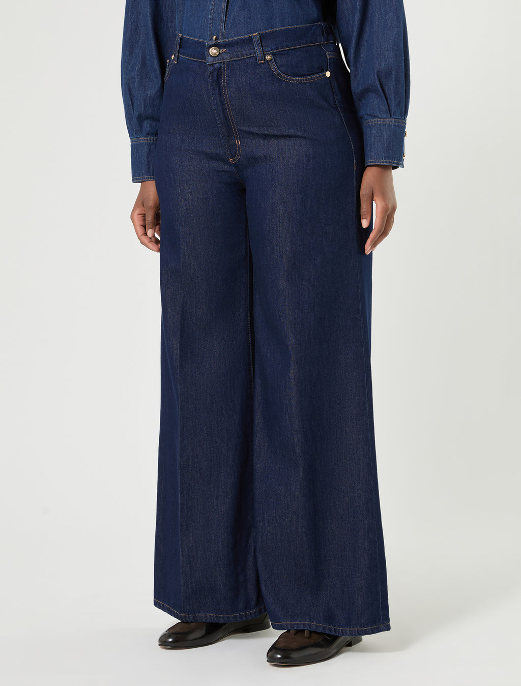 Marina Rinaldi wide-fit indigo denim jeans for woman