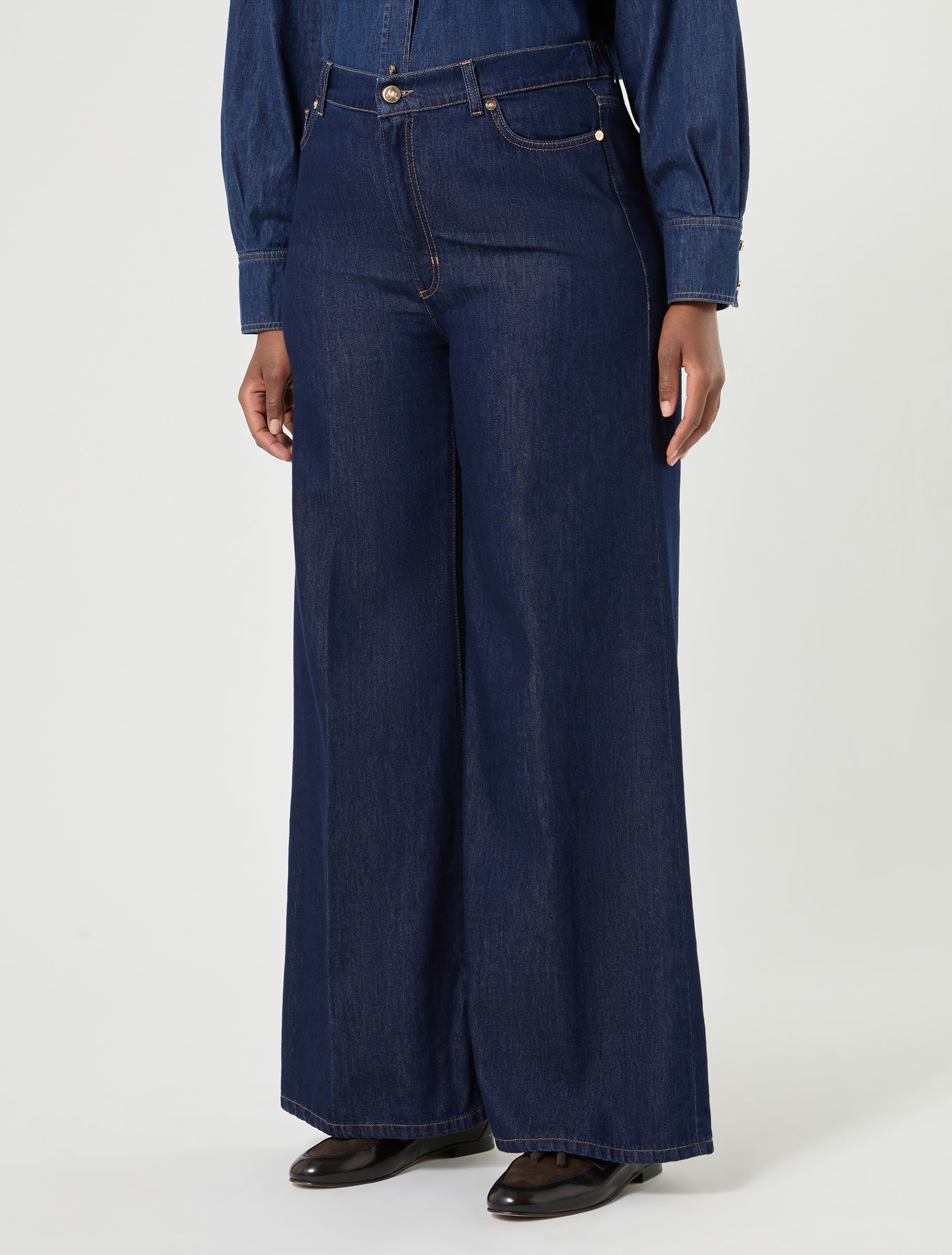 Marina Rinaldi wide-fit indigo denim jeans for woman