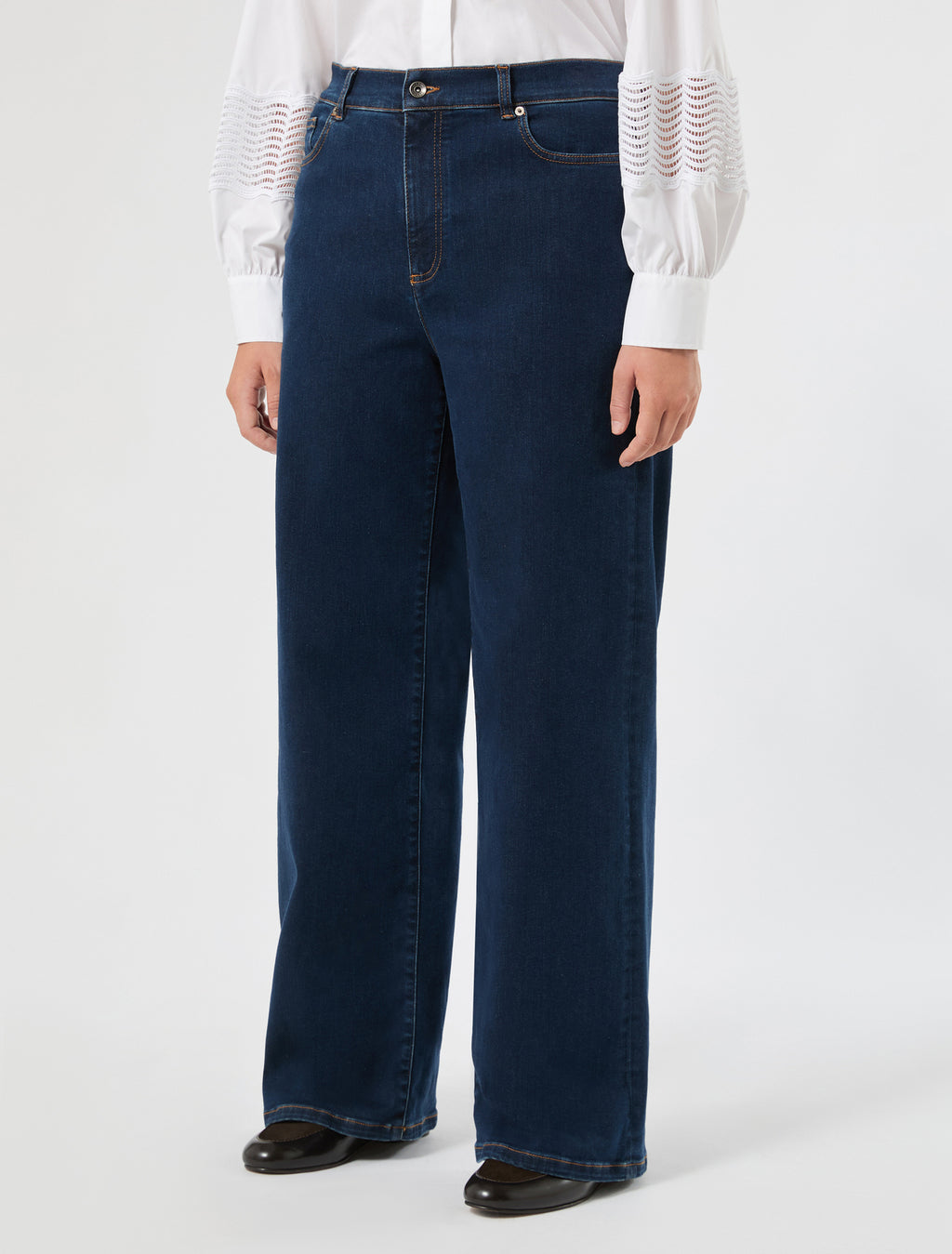 Marina Rinaldi cotton-blend denim wide-leg jeans for woman