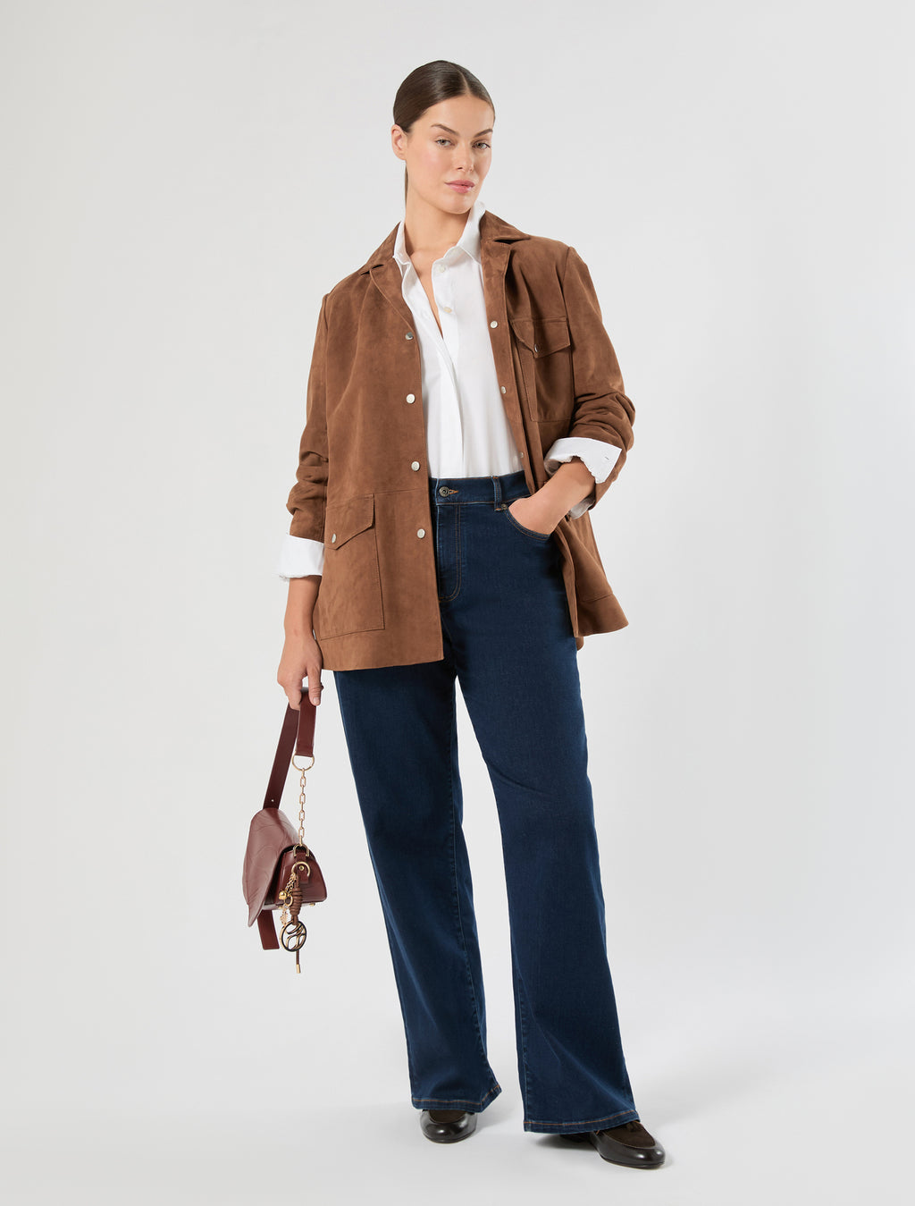 Marina Rinaldi cotton-blend denim wide-leg jeans for woman