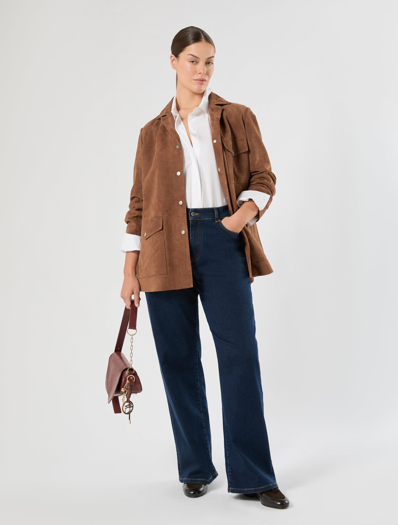 Marina Rinaldi cotton-blend denim wide-leg jeans for woman