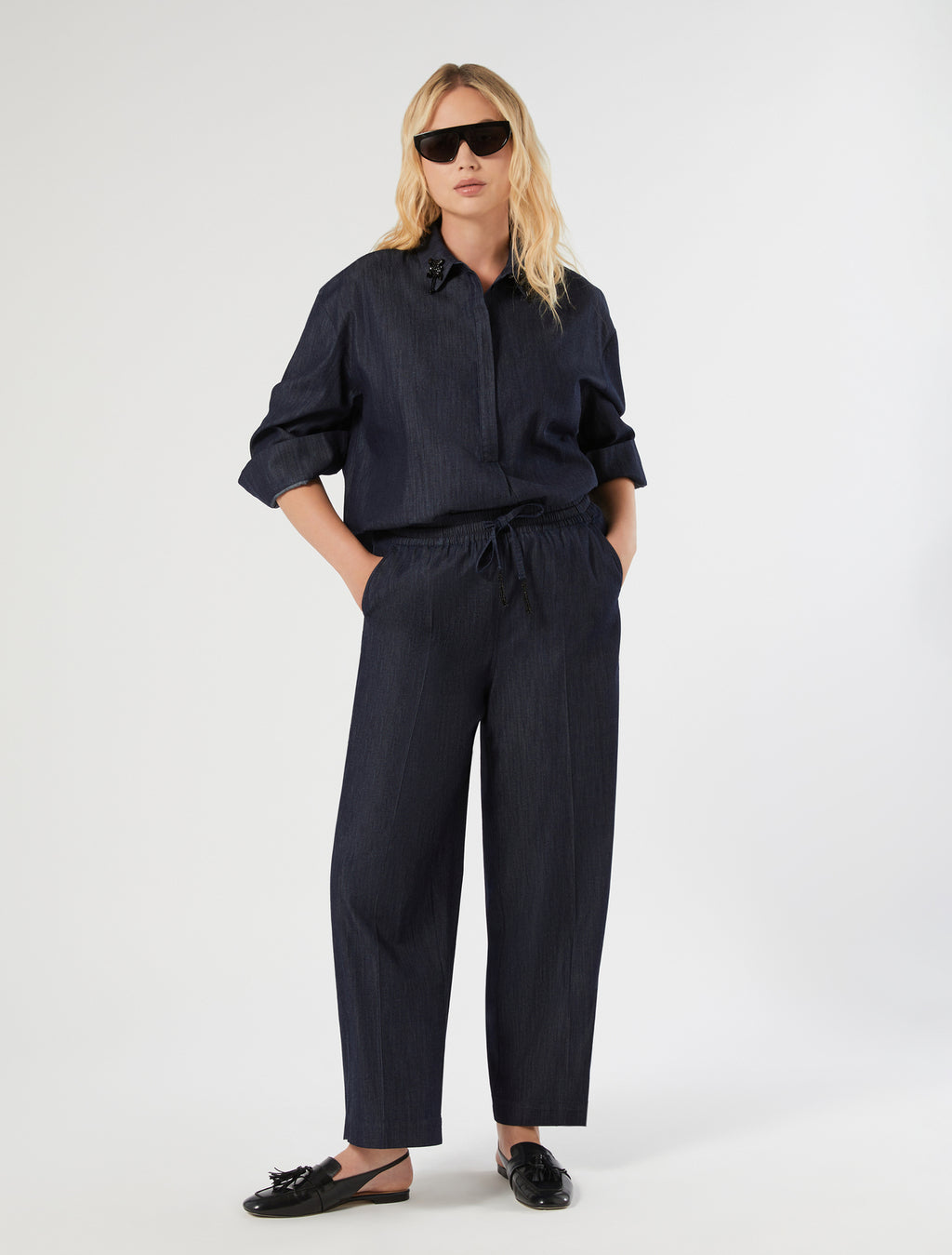 marina rinaldi lightweight denim tunic for woman