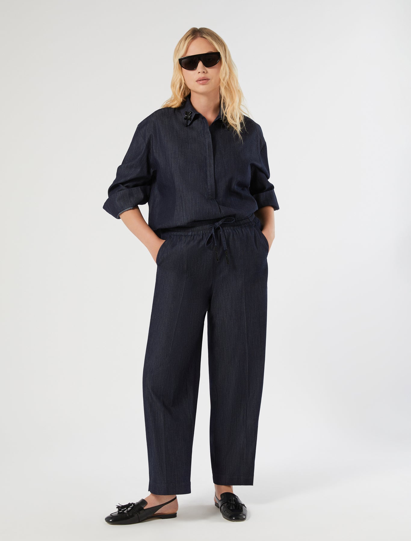 marina rinaldi lightweight denim tunic for woman