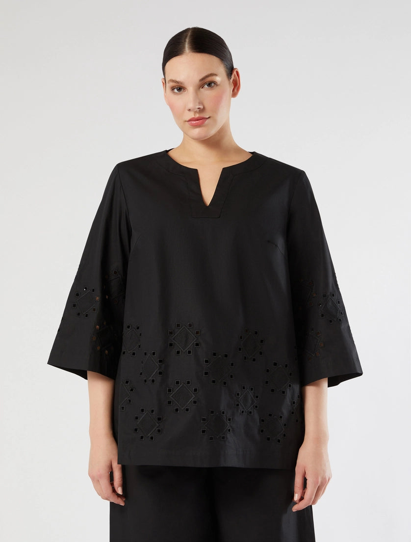 marina rinaldi poplin tunic with embroidery for woman