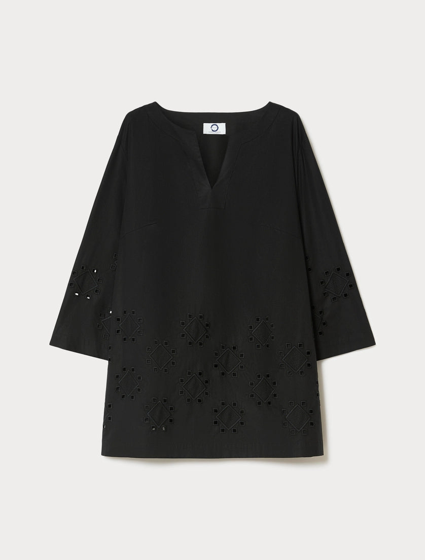 marina rinaldi poplin tunic with embroidery for woman