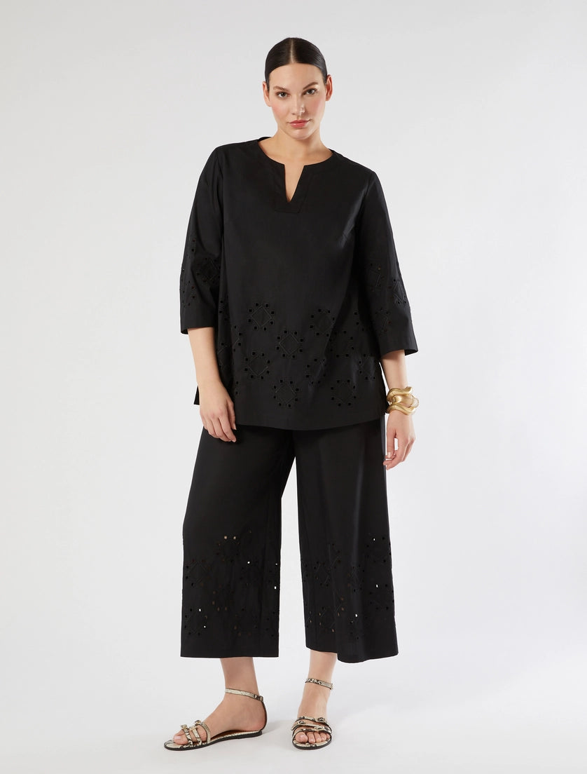 marina rinaldi poplin tunic with embroidery for woman