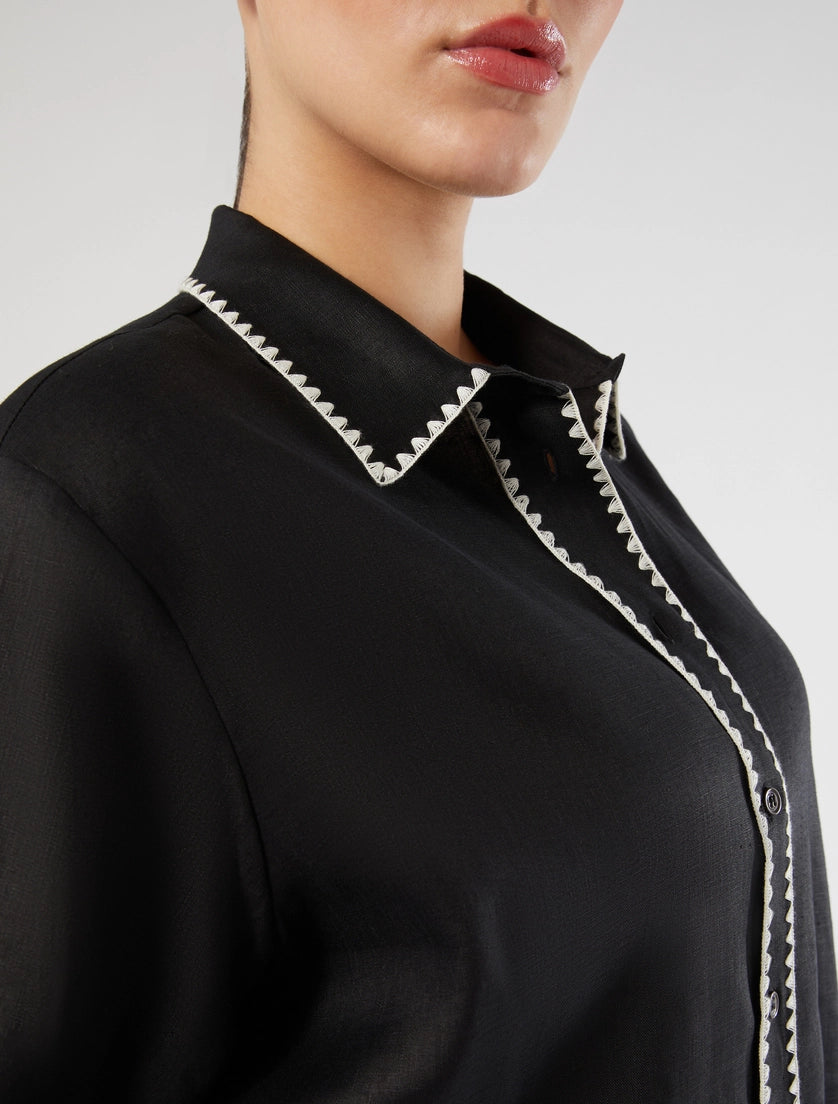 marina rinaldi linen canvas shirt for woman