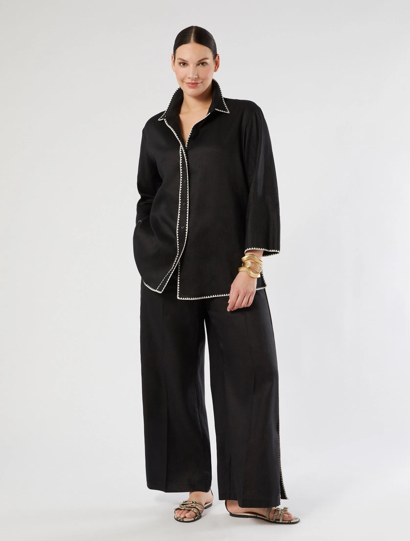 marina rinaldi linen canvas shirt for woman