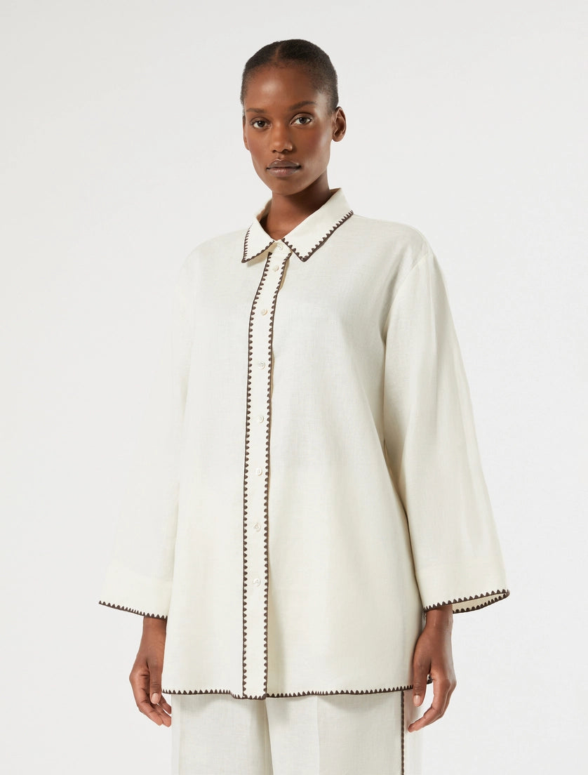 marina rinaldi linen canvas shirt for woman
