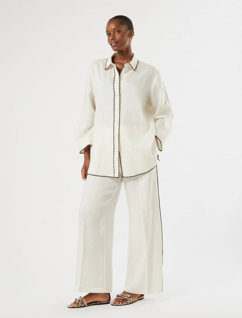 marina rinaldi linen canvas shirt for woman