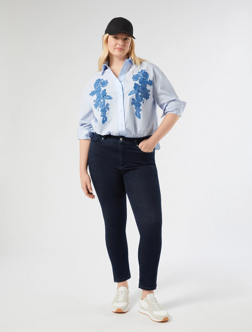 Embroidered poplin shirt