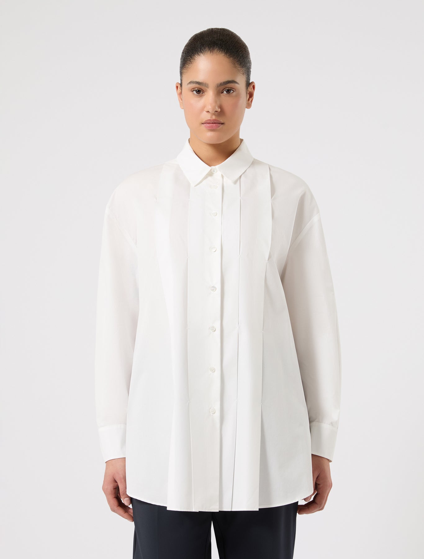 marina rinaldi cotton micro twill shirt for woman